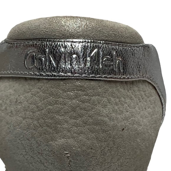 CALVIN KLEIN Starla Silver Leather Tan Mesh Athleisure Flats - Picture 3 of 12